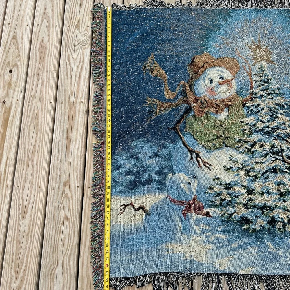 Dona Gelsinger Snowman Family  Tapestry Throw Blanket 50‎ X 60 Metallic